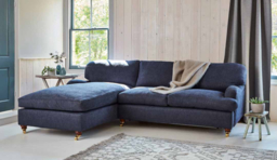 Green Linen 2 Seater Sofabed With Chaise - Traditional Fold Out Custom Sofa Bed - Helston Range - thumbnail 2