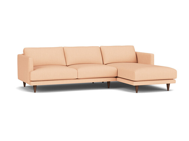 Pink Velvet 2 Seater Sofa With Chaise - Modern Style Custom Sofa In Stain Resistant Velvet - Middleton Range - image 1