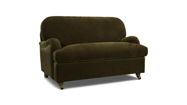 Green Linen Loveseat Armchair Sofabed - Traditional Style Single Chair Bed - Helston Range - image 1