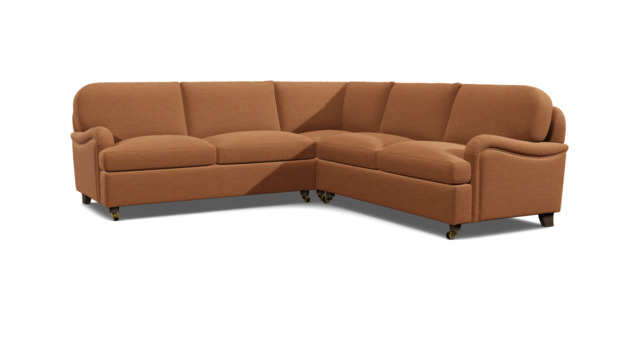 Orange Velvet 3X3 Seater Corner Sofabed - Traditional Fold Out Custom Sofa Bed In Stain Resistant Velvet - Helston Range - image 1