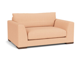 Pink Velvet Loveseat Armchair - Modern Snuggle Cuddler Custom Arm Chair In Stain Resistant Velvet - Kingston Range - thumbnail 1