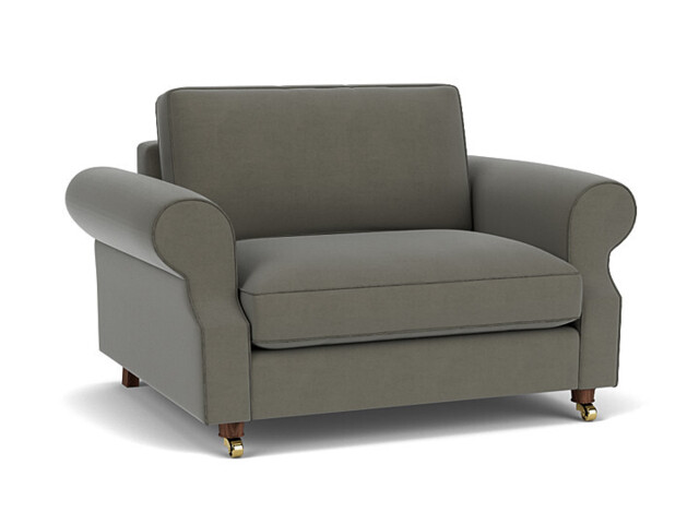 Grey Fabric Loveseat Armchair - Traditional Snuggler Cuddler Custom Arm Chair In Easy Clean Fabric - Kendal Range - image 1