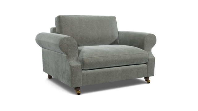 Grey Fabric Loveseat Armchair - Traditional Snuggler Cuddler Custom Arm Chair In Easy Clean Fabric - Kendal Range - image 1