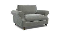 Grey Fabric Loveseat Armchair - Traditional Snuggler Cuddler Custom Arm Chair In Easy Clean Fabric - Kendal Range - thumbnail 1