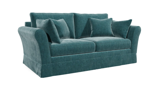 Teal Velvet 3 Seater Sofa - Traditional Style Custom Sofa In Stain Resistant Velvet - Jude Range - image 1