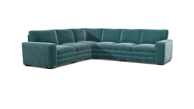 Teal Velvet 4X3 Seater Corner Sofa - Modern Style Custom Sofa In Stain Resistant Velvet - Sloane Range - image 1