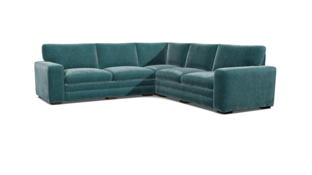 Teal Velvet 3X3 Seater Corner Sofa - Modern Style Custom Sofa In Stain Resistant Velvet - Sloane Range - image 1