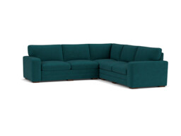 Teal Velvet 3X3 Seater Corner Sofa - Modern Style Custom Sofa In Stain Resistant Velvet - Sloane Range - thumbnail 1