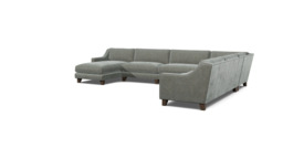 Banbury Large Luxury U-Shape Corner Sofa in Grey - Darlings of Chelsea - thumbnail 1