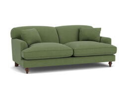 Green Linen 3 Seater Sofa - Traditional Style Custom Sofa Settee - Galloway Range - thumbnail 1