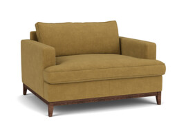 Yellow Velvet Loveseat Armchair - Modern Snuggle Cuddler Custom Arm Chair In Stain Resistant Velvet - Oakham Range