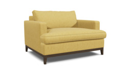 Yellow Velvet Loveseat Armchair - Modern Snuggle Cuddler Custom Arm Chair In Stain Resistant Velvet - Oakham Range - thumbnail 1