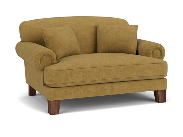 Yellow Velvet Loveseat Armchair - Traditional Snuggler Cuddler Custom Arm Chair In Stain Resistant Velvet - Thatcham Range - image 1