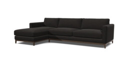 Black Velvet 2 Seater Sofa With Left Chaise - Modern Style Custom Sofa In Easy Clean Velvet - Darwin Range - thumbnail 1