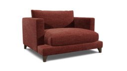 Purple Velvet Loveseat Armchair - Modern Snuggle Cuddler Custom Arm Chair In Easy Clean Velvet - Holland Range - thumbnail 1