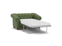 Green Linen Loveseat Armchair Sofabed - Traditional Style Single Chair Bed - Wantage Range