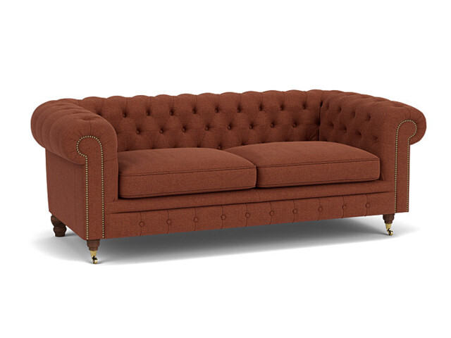 Red Velvet 3 Seater Sofa - Traditional Chesterfield Style Custom Sofa In Easy Clean Velvet - Harrington Range - image 1