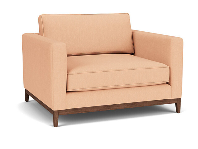 Pink Velvet Loveseat Armchair - Modern Snuggle Cuddler Custom Arm Chair In Stain Resistant Velvet - Darwin Range - image 1