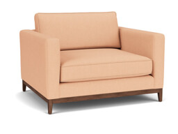Pink Velvet Loveseat Armchair - Modern Snuggle Cuddler Custom Arm Chair In Stain Resistant Velvet - Darwin Range