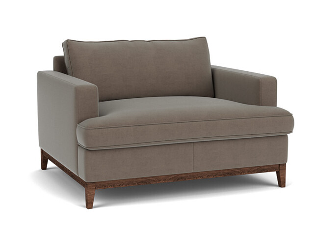 Brown Velvet Loveseat Armchair - Modern Snuggle Cuddler Custom Arm Chair In Easy Clean Velvet - Oakham Range - image 1