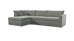 Grey Fabric 6 Seater Sofa With Chaise - Modern Style Custom Sofa In Easy Clean Fabric - Portland Range - thumbnail 1