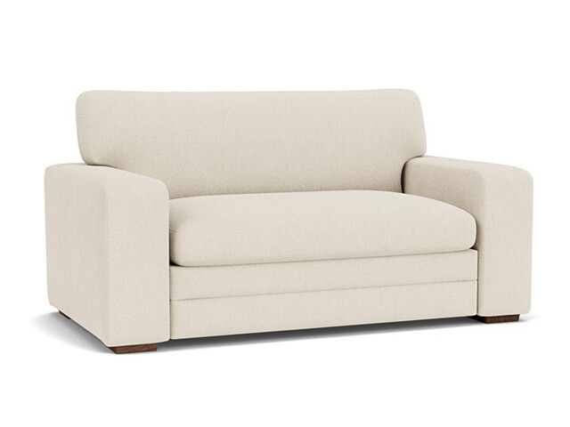 White Chenille Loveseat Armchair - Modern Snuggle Cuddler Custom Arm Chair In Stain Resistant Chenille - Sloane Range - image 1
