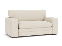 White Chenille Loveseat Armchair - Modern Snuggle Cuddler Custom Arm Chair In Stain Resistant Chenille - Sloane Range