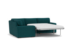 Teal Velvet 3X1.5 Seater Corner Sofabed - Modern Fold Out Custom Sofa Bed In Stain Resistant Velvet - Sloane Range - thumbnail 1