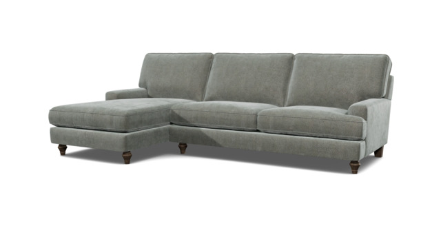 Grey Fabric 2 Seater Sofa With Chaise - Modern Style Custom Sofa In Easy Clean Fabric - Whinfell Range - image 1