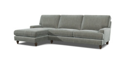 Grey Fabric 2 Seater Sofa With Chaise - Modern Style Custom Sofa In Easy Clean Fabric - Whinfell Range