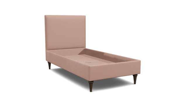 Pink Velvet Single Bed Frame - Traditional Low End With Large Headboard In Stain Resistant Velvet - Yarnmouth Range - image 1