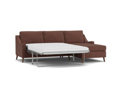 Mid-Century Weymouth 3.5 Seater Purple Chaise Sofa Bed, 170+ Customisation Options, UK Crafted - Darlings of Chelsea