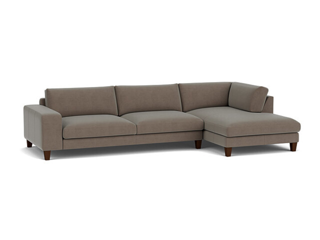 Brown Velvet 3.5 Seater Sofa With Chaise - Modern Style Custom Sofa In Easy Clean Velvet - Kingly Range - image 1