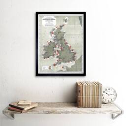 "Artery8 Map Antique 1884 Price Lighthouses Lightships British Isles Framed Art in Grey - Size: W12"" x H16""" - thumbnail 2