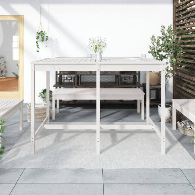 Berkfield Home Garden Table White 159.5x82.5x110 cm Solid Wood Pine - image 1