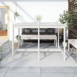 Berkfield Home Garden Table White 159.5x82.5x110 cm Solid Wood Pine