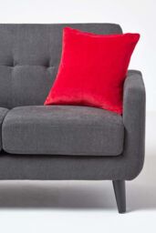 Homescapes Velvet Cushion Cover 100% Cotton, Soft & Machine Washable in Red - Size: 60 cm x 60 cm - thumbnail 4