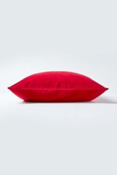 Homescapes Velvet Cushion Cover 100% Cotton, Soft & Machine Washable in Red - Size: 60 cm x 60 cm - thumbnail 2