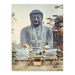 "Artery8 The Bronze Buddha at Kamakura Retro Japan Wall Art Print Kazumasa in Blue - Size: W12"" x H16""" - thumbnail 1