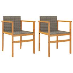 Berkfield Home Garden Chairs 2 pcs Grey Poly Rattan&Solid Wood - thumbnail 1
