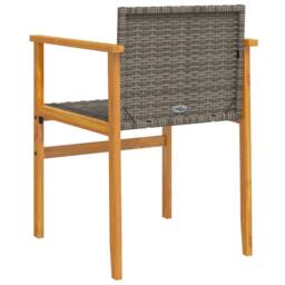 Berkfield Home Garden Chairs 2 pcs Grey Poly Rattan&Solid Wood - thumbnail 7
