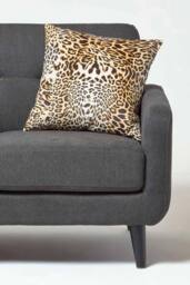 Homescapes Leopard Print Velvet Cushion 46 x 46 cm in Gold - thumbnail 3