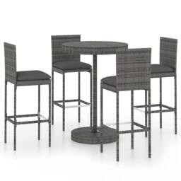 Berkfield Home Decorative 5 Piece Garden Bar Set with Cushions Poly Rattan Grey - thumbnail 2