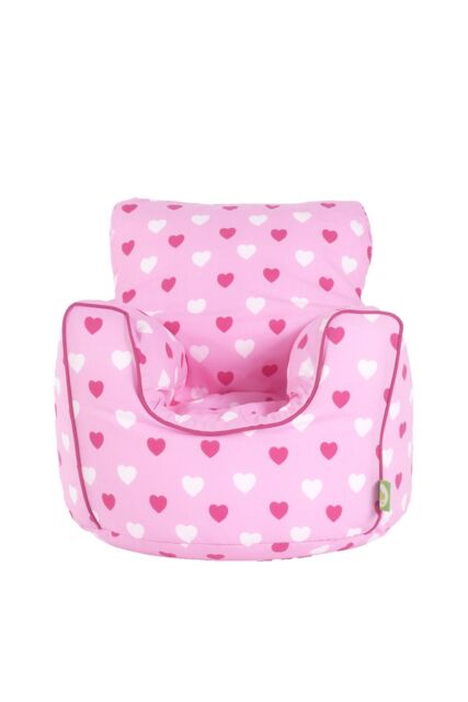 Bean Lazy Girl's Cotton Pink Hearts Bean Bag Arm Chair Toddler Size - Size: Small - image 1