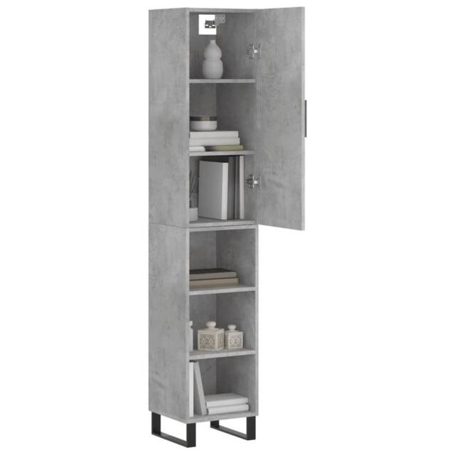 Berkfield Home Highboard Concrete Grey 34.5x34x180 cm Engineered Wood - image 1