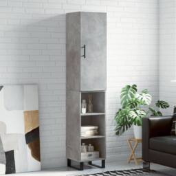 Berkfield Home Highboard Concrete Grey 34.5x34x180 cm Engineered Wood - thumbnail 2