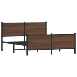 Berkfield Home Metal Bed Frame without Mattress Brown Oak 140x190 cm - thumbnail 5