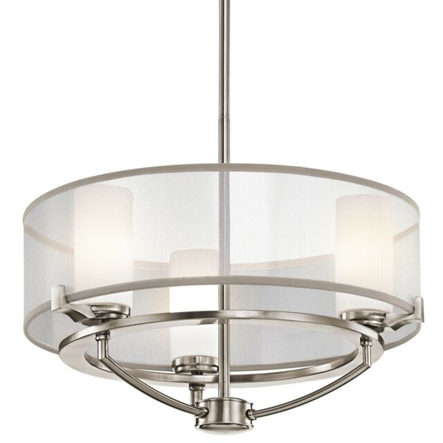 Loops 3 Bulb Chandelier Hanging Pendant LIght Classic Pewter LED G9 3.5W Bulb