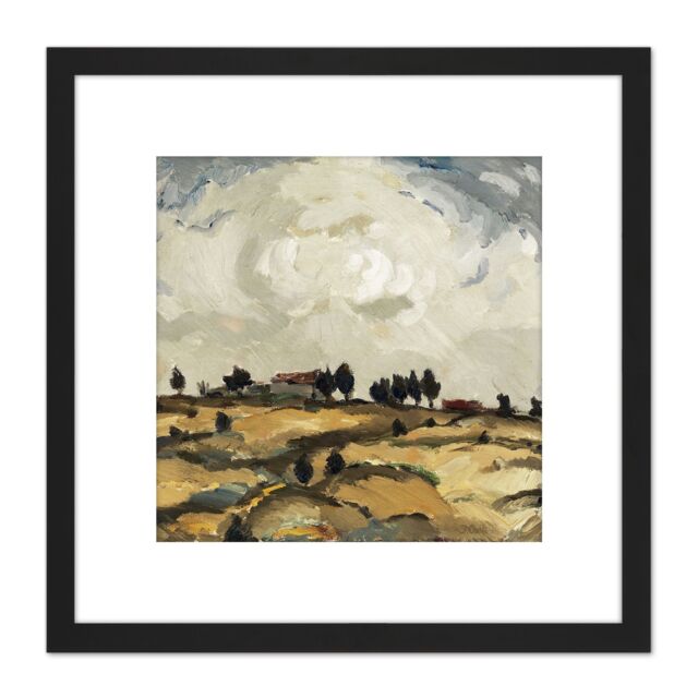 Artery8 Painting Aalto Autumn Landscape With Clouds 8X8 Inch Square Wooden Framed Wall Art Print Picture with Mount in Black - image 1