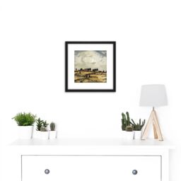 Artery8 Painting Aalto Autumn Landscape With Clouds 8X8 Inch Square Wooden Framed Wall Art Print Picture with Mount in Black - thumbnail 2